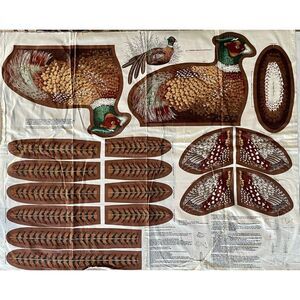 Vintage Cranston PHEASANT Cut & Sew Panel Stuff Animal Hunting Craft Bird